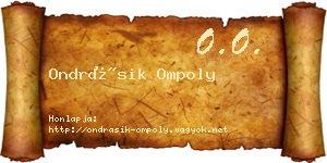 Ondrásik Ompoly névjegykártya